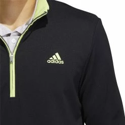 Adidas Lightweight 1/4 Zip Pullover - Black/Pulse Lime -Golf Clothing Sales Shop adidas lightweight 14 zip pullover blackpulselime 4