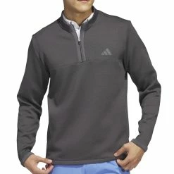 Adidas Microdot 1/4 Zip Pullover - Black/White -Golf Clothing Sales Shop adidas mircodot 14 zip pullover blackwhite 3