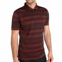 Calvin Klein Shadow Stripe Polo Shirt - Burgandy Marl -Golf Clothing Sales Shop c9408burgmarl1