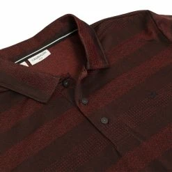 Calvin Klein Shadow Stripe Polo Shirt - Burgandy Marl -Golf Clothing Sales Shop c9408burgmarl7