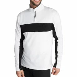 Calvin Klein Embossed Half Zip Insul-Lite Pullover - White/Black -Golf Clothing Sales Shop c9500wht blk1