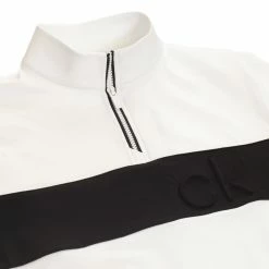 Calvin Klein Embossed Half Zip Insul-Lite Pullover - White/Black -Golf Clothing Sales Shop c9500wht blk7