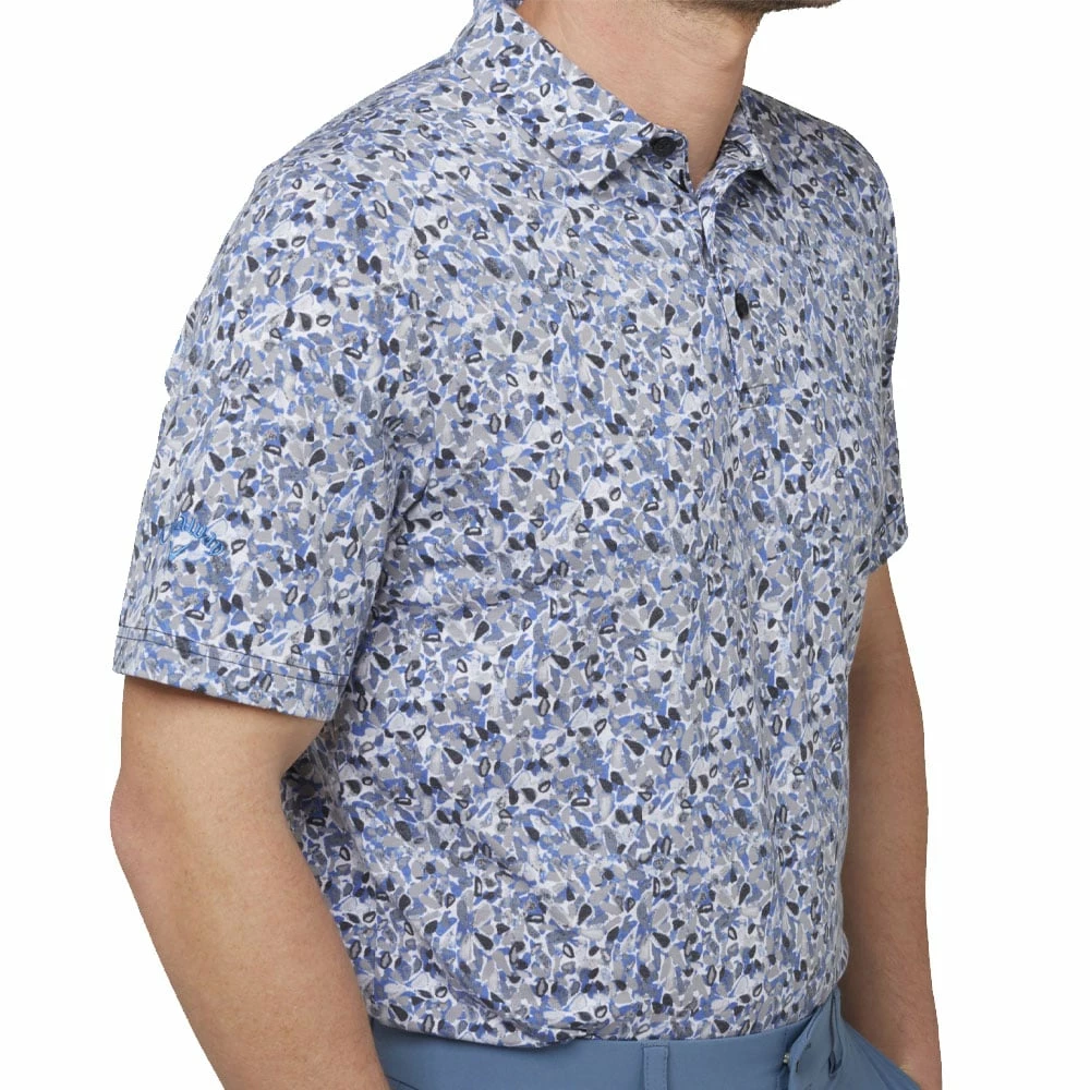 Callaway Filtered Floral Print Polo Shirt - Caviar - Image 5