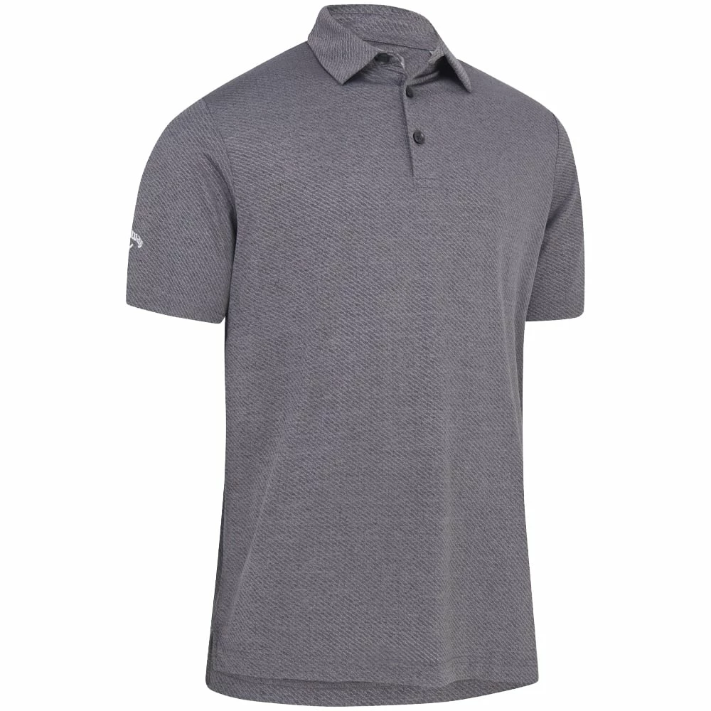Callaway Heathered Jacquard Polo Shirt - Black Heather - Image 2