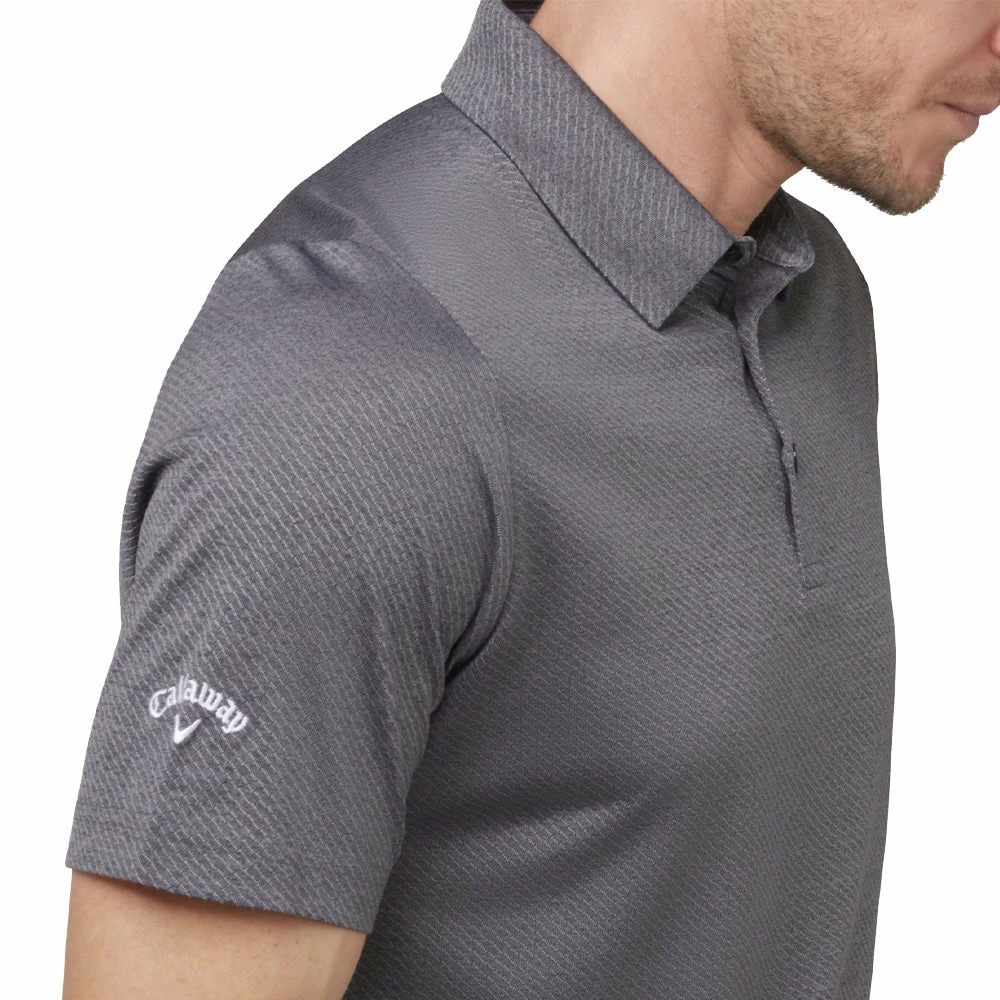 Callaway Heathered Jacquard Polo Shirt - Black Heather - Image 10