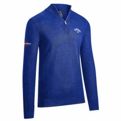 Callaway Ribbed 1/4 Zip Merino Wool Thermal Sweater - Magnetic Blue