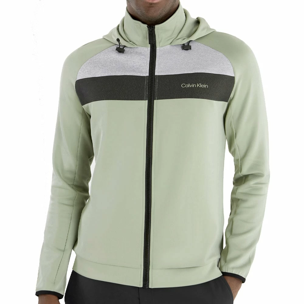 Calvin Klein Fracture Hooded Full Zip Jacket - Cameo Green - Image 3