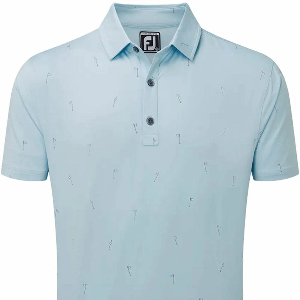 FootJoy 18 Holes Lisle Polo Shirt - Azure 5 FootJoy 18 Holes Lisle Polo Shirt - Azure - Image 3