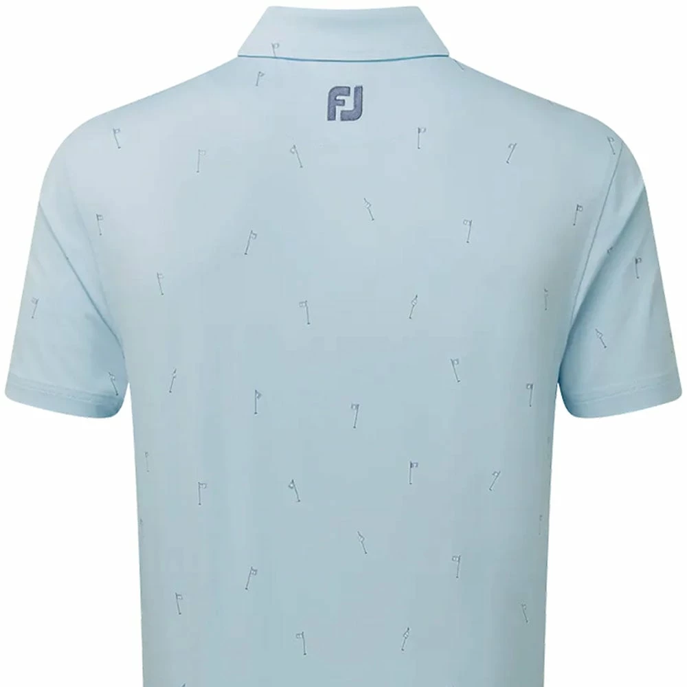 FootJoy 18 Holes Lisle Polo Shirt - Azure 6 FootJoy 18 Holes Lisle Polo Shirt - Azure - Image 4