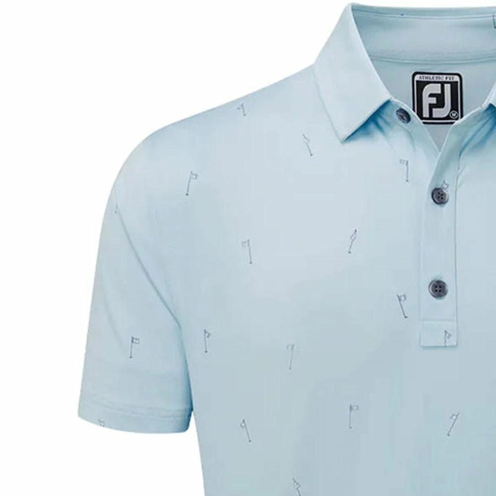 FootJoy 18 Holes Lisle Polo Shirt - Azure 7 FootJoy 18 Holes Lisle Polo Shirt - Azure - Image 5