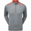 FootJoy Contrast Chill-Out Xtreme 1/4 Zip Pullover - Heather Smoke/Chilli -Golf Clothing Sales Shop footjoy contrast chill out xtreme 14 zip pullover chilli 1 1