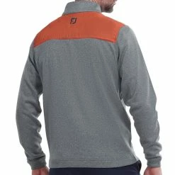 FootJoy Contrast Chill-Out Xtreme 1/4 Zip Pullover - Heather Smoke/Chilli -Golf Clothing Sales Shop footjoy contrast chill out xtreme 14 zip pullover chilli 3 1