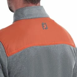 FootJoy Contrast Chill-Out Xtreme 1/4 Zip Pullover - Heather Smoke/Chilli -Golf Clothing Sales Shop footjoy contrast chill out xtreme 14 zip pullover chilli 5 1