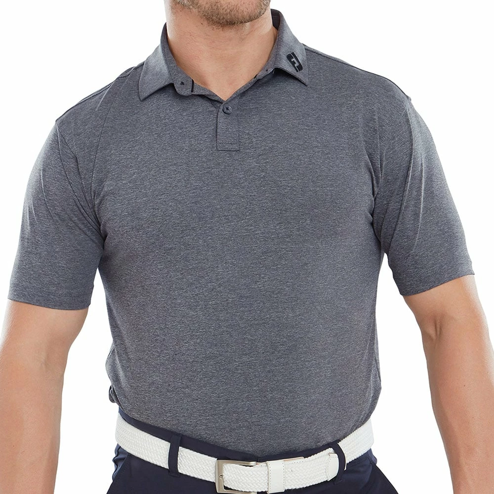 FootJoy Heather Self Collar Polo Shirt - Navy 5 FootJoy Heather Self Collar Polo Shirt - Navy - Image 3