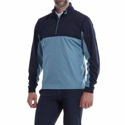 FootJoy HydroKnit 1/2 Zip Waterproof Jacket - Navy/Denim -Golf Clothing Sales Shop footjoy hydroknit 12 zip waterproof jacket navy denim 2