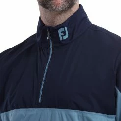 FootJoy HydroKnit 1/2 Zip Waterproof Jacket - Navy/Denim -Golf Clothing Sales Shop footjoy hydroknit 12 zip waterproof jacket navy denim 5