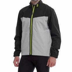 FootJoy HydroLite Waterproof Jacket - Black/Grey/Lime -Golf Clothing Sales Shop footjoy hydrolite waterproof jacket black grey lime 2