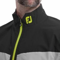 FootJoy HydroLite Waterproof Jacket - Black/Grey/Lime -Golf Clothing Sales Shop footjoy hydrolite waterproof jacket black grey lime 5