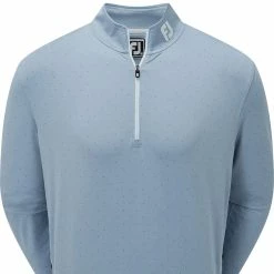 FootJoy Pin Dot Print Chill-Out Pullover - Denim/Bluestone/Azure -Golf Clothing Sales Shop footjoy pin dot print chill out pullover denim bluestone azure 3