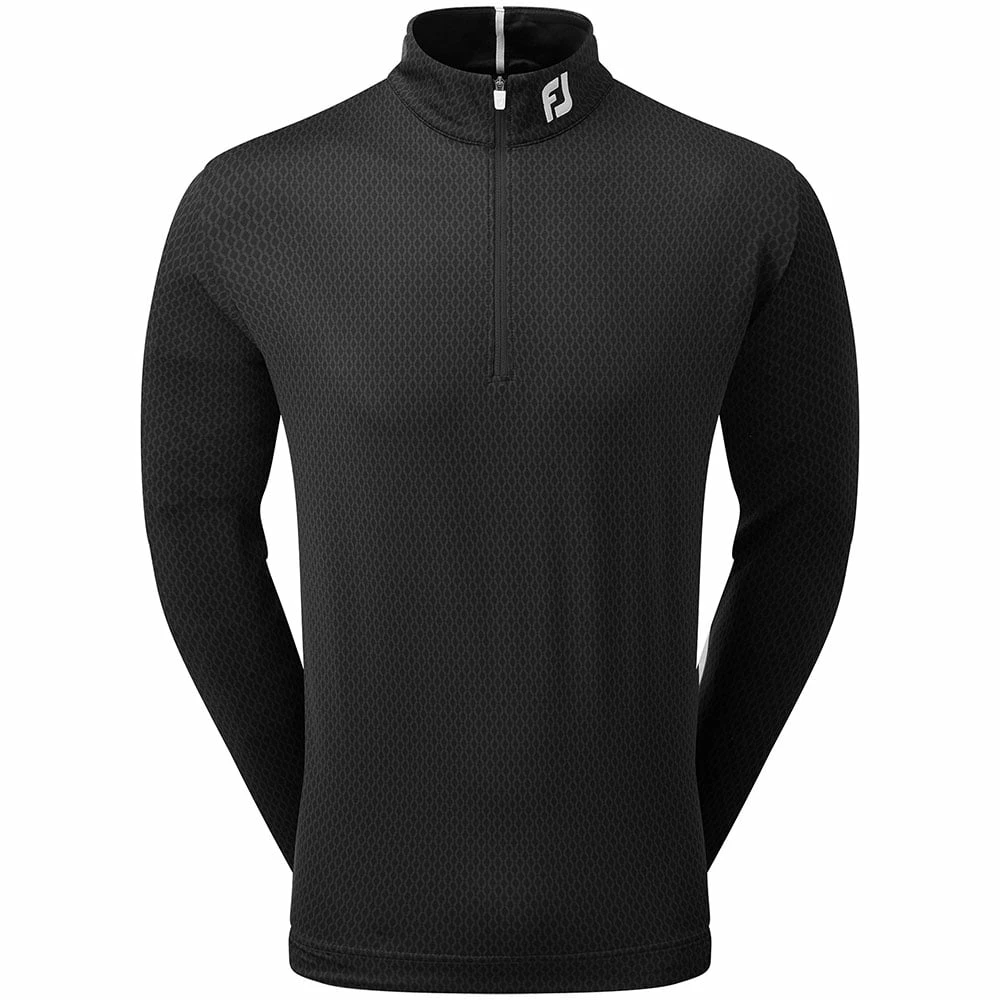 FootJoy Tonal Print Knit Chill-Out 1/2 Zip Pullover - Black