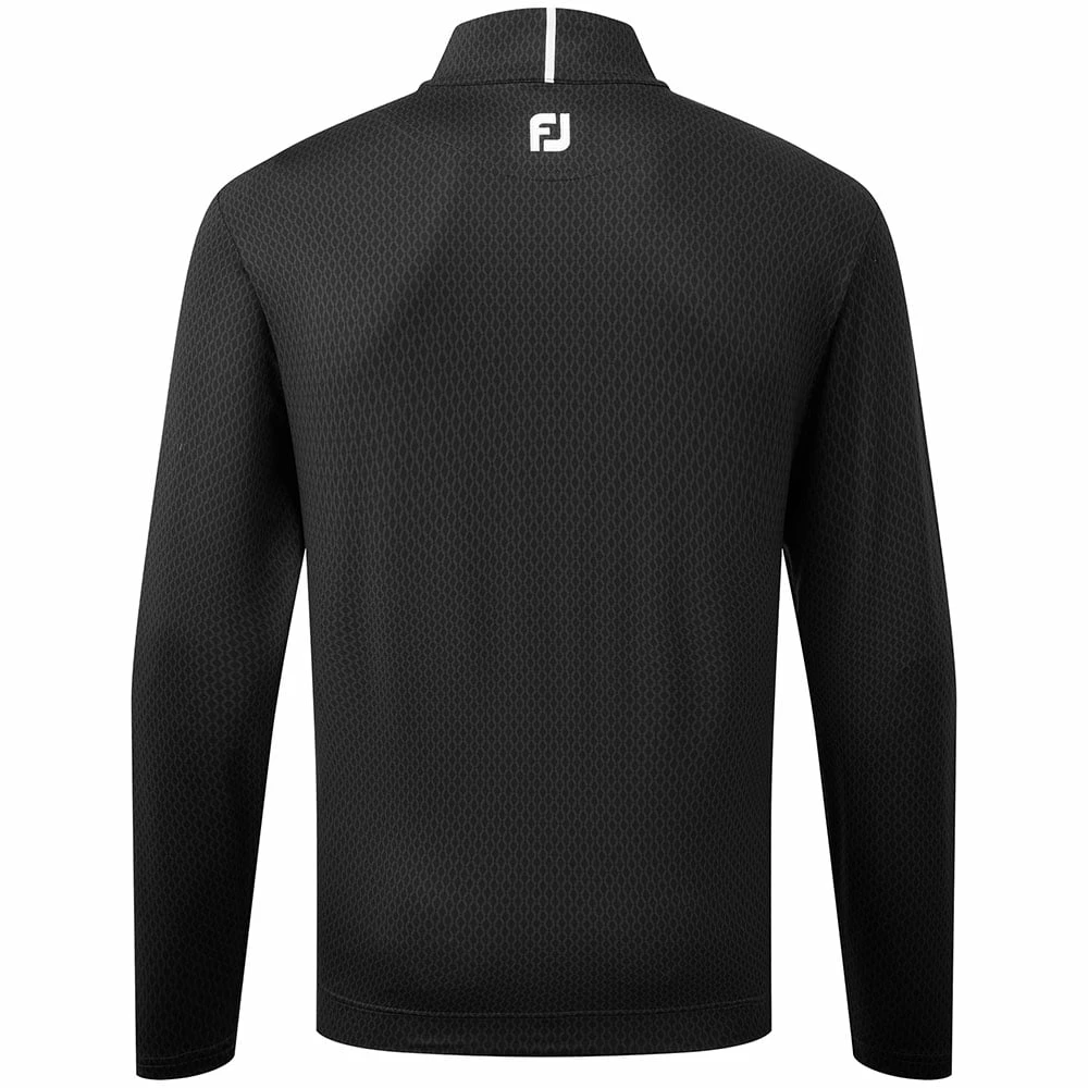FootJoy Tonal Print Knit Chill-Out 1/2 Zip Pullover - Black - Image 2
