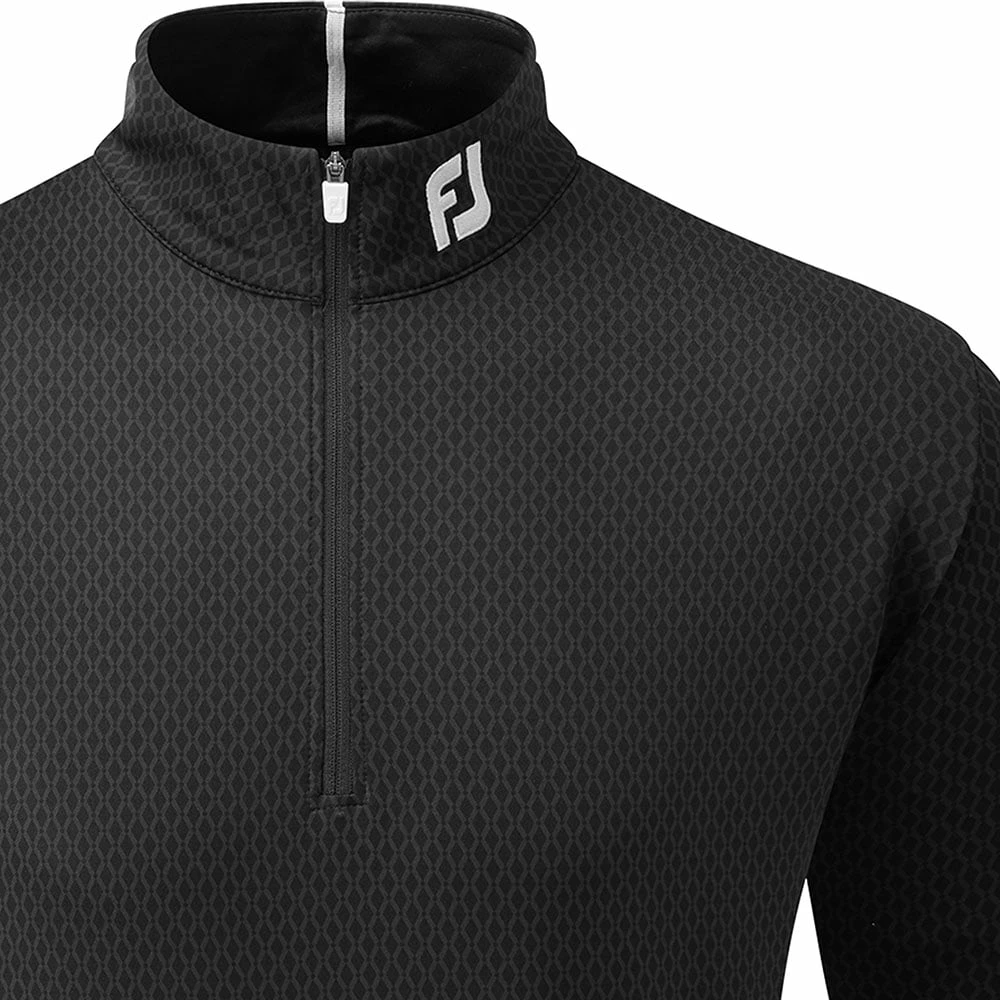 FootJoy Tonal Print Knit Chill-Out 1/2 Zip Pullover - Black - Image 3