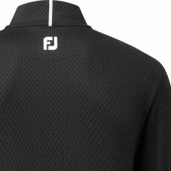 FootJoy Tonal Print Knit Chill-Out 1/2 Zip Pullover - Black -Golf Clothing Sales Shop footjoy tonal print knit chill out 12 zip pullover black 4