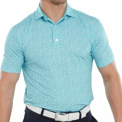 FootJoy Tossed Tulips Polo Shirt- Maui Blue/White -Golf Clothing Sales Shop footjoy tossed tulips polo shirt mauibluewhite 3