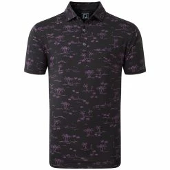 FootJoy Tropic Print Polo Shirt - Black/Orchid