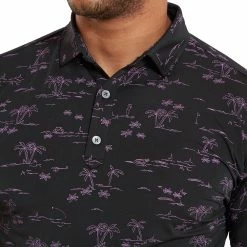 FootJoy Tropic Print Polo Shirt - Black/Orchid -Golf Clothing Sales Shop footjoy tropic print polo shirt blackorchid 5