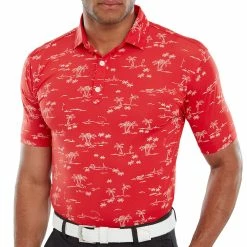 FootJoy Tropic Print Polo Shirt - Racing Red/White 9 FootJoy Tropic Print Polo Shirt - Racing Red/White -Golf Clothing Sales Shop footjoy tropic print polo shirt racingredwhite 3