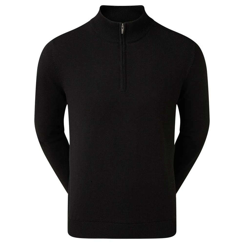 FootJoy Wool Blend 1/2 Zip Lined Pullover - Black 3 FootJoy Wool Blend 1/2 Zip Lined Pullover - Black