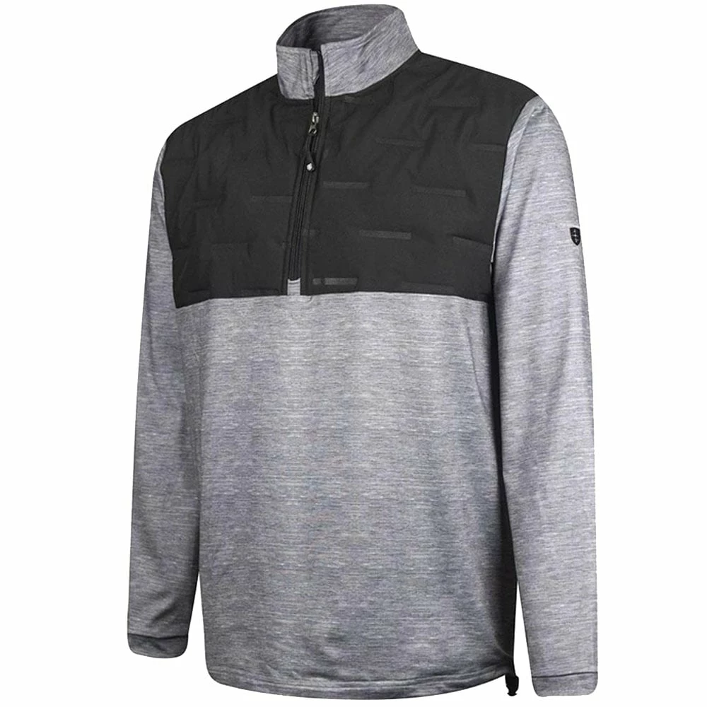 Island Green 1/4 Zip Pullover With Padded Yoke - Light Grey Marl/Black 3 Island Green 1/4 Zip Pullover With Padded Yoke - Light Grey Marl/Black