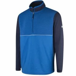 Island Green Ribbed Yoke 1/4 Zip Pullover - Navy/Marine/White