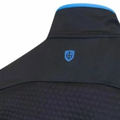 Island Green 1/4 Zip Pullover With Panelling - Black/Turquoise -Golf Clothing Sales Shop island green top layer with panelling blackturquoise 4