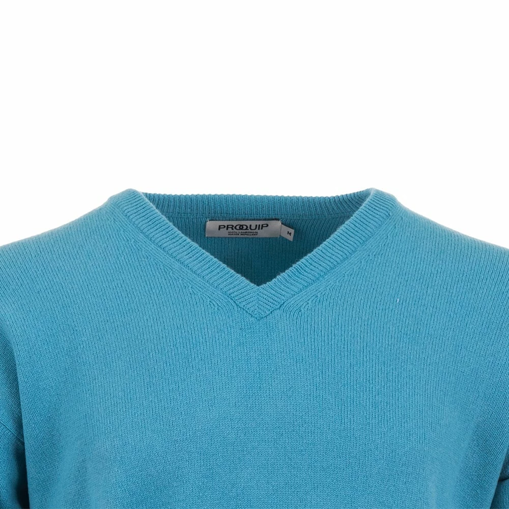 ProQuip Lambswool Water Repellent V Neck Golf Sweater - Aqua 4 ProQuip Lambswool Water Repellent V Neck Golf Sweater - Aqua - Image 2