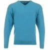 ProQuip Lambswool Water Repellent V Neck Golf Sweater - Aqua -Golf Clothing Sales Shop lambswool water repellant v neck aqua 3
