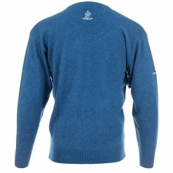 ProQuip Lambswool Water Repellent V Neck Golf Sweater - Mariner Blue -Golf Clothing Sales Shop lmbswool repellant v neck mariner blue 2