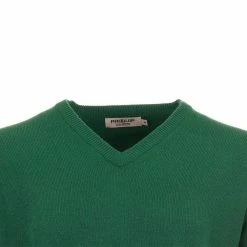 ProQuip Lambswool Water Repellent V Neck Golf Sweater - Grove Green -Golf Clothing Sales Shop lmbswool repellant v neck mariner grove green 3