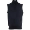 ProQuip Merino 1/2 Zip Sleeveless Slipover - Navy -Golf Clothing Sales Shop merino sleevels 12 zip navy 2 1