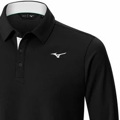 Mizuno Breath Thermo Long Sleeve Polo Shirt - Black -Golf Clothing Sales Shop mizuno breath thermo long sleeve polo shirt black 5