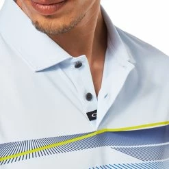 Oakley Dimension Stripe RC Polo Shirt - Light Blue Breeze -Golf Clothing Sales Shop oakley dimension stripe polo shirt light blue breeze 3 2