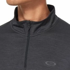 Oakley Gravity Range 1/4 Zip Pullover - Blackout Heather -Golf Clothing Sales Shop oakley gravity range 14 zip pullover blackout heather 5