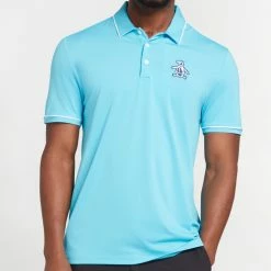 Original Penguin Heritage Piped Polo Shirt - Aquarius -Golf Clothing Sales Shop original penguin heritage piped polo shirt aquarius 3