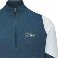 Oscar Jacobson Lodstock Tour 1/2 Zip Pullover - Teal/White -Golf Clothing Sales Shop oscar jacobson lodstock tour 14 zip pullover tealwhite 3