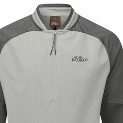 Oscar Jacobson Redfern 1/2 Zip Jacket - Light Grey -Golf Clothing Sales Shop oscar jacobson redfern 12 zip jacket light grey 2