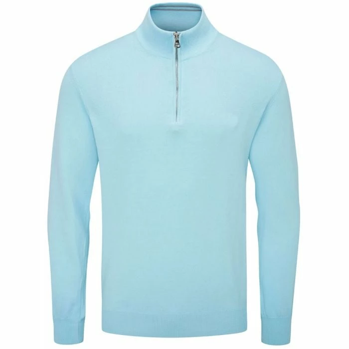 Oscar Jacobson Waldorf 1/2 Zip Pullover - Sky Blue - Image 2