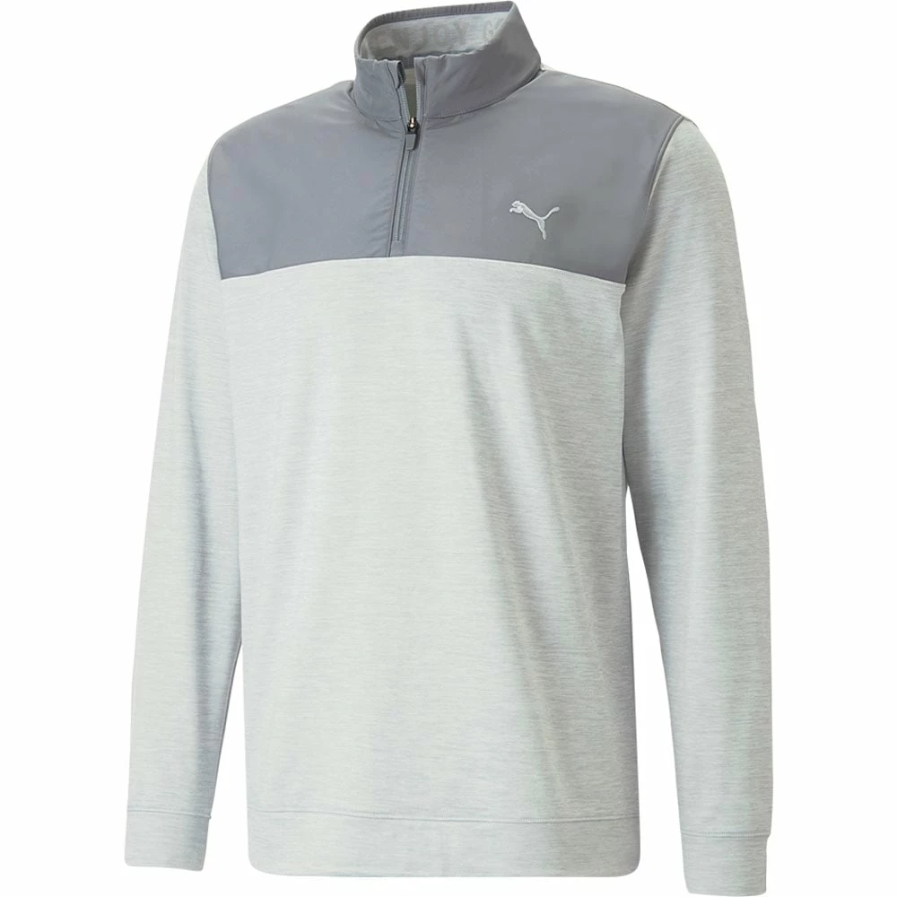 Puma Cloudspun Colour Block 1/4 Zip Pullover - Quiet Shade/High Rise Heather