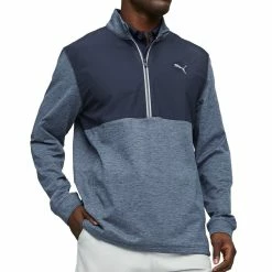 Puma Cloudspun WRMLBL 1/4 Zip Pullover - Navy/Blue -Golf Clothing Sales Shop puma cloudspun wrmlbl 14 zip pullover navyblue 3