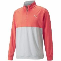 Puma Gamer Colour Block 1/4 Zip Pullover - Hot Coral/High Rise